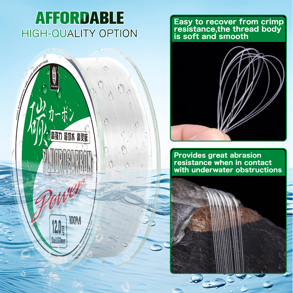 ZUKIBO 50m 100m 100% Fluorocar - огляд і ціна Fluorocarbon Line